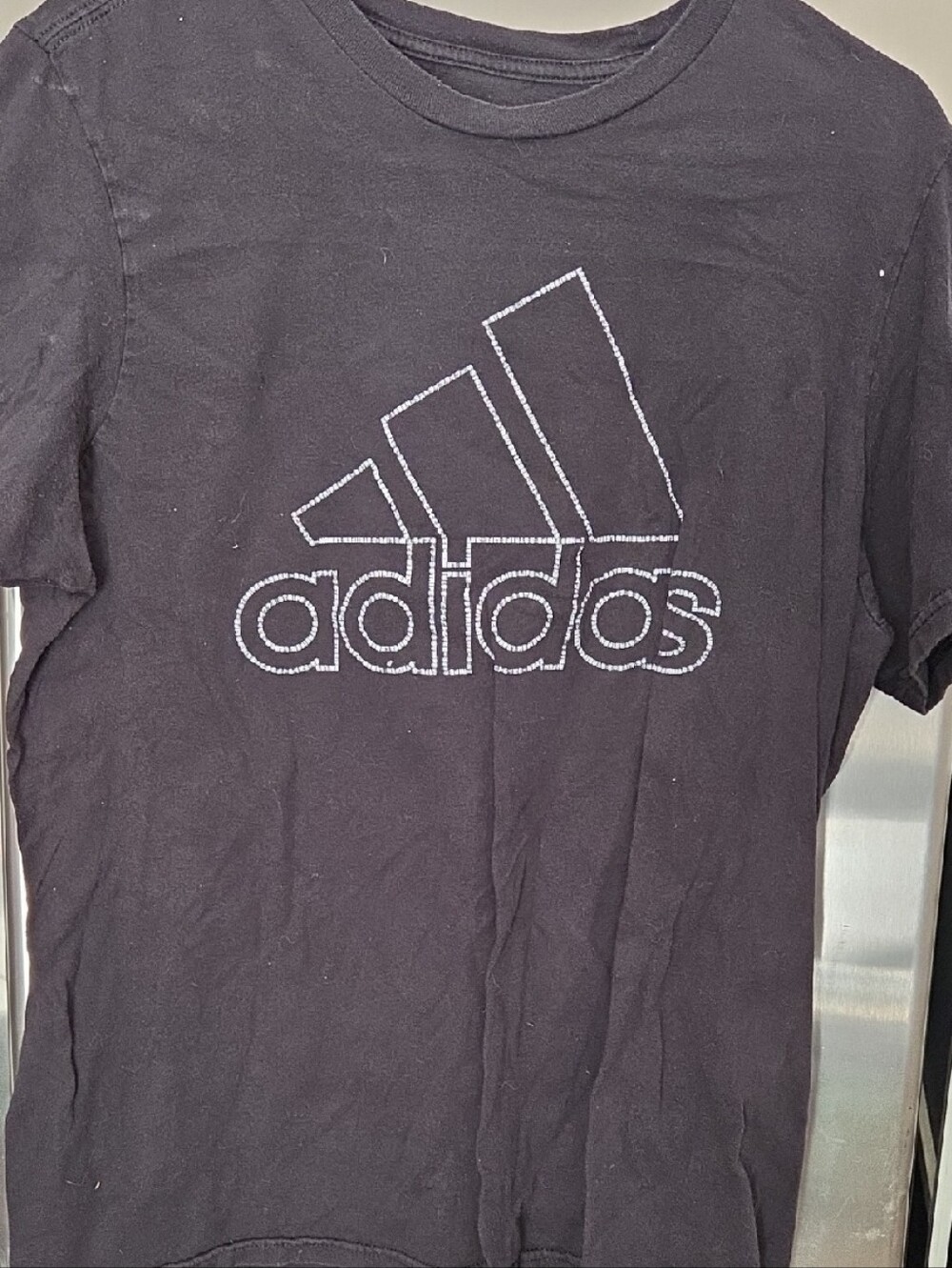 adidas Black Tee with White Outline Logo